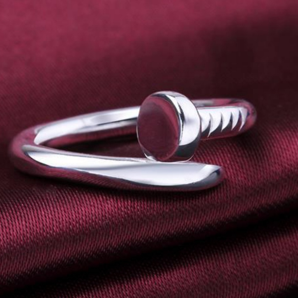 Nail themed*925 sterling silver  plated ring. - Picture 2 of 7